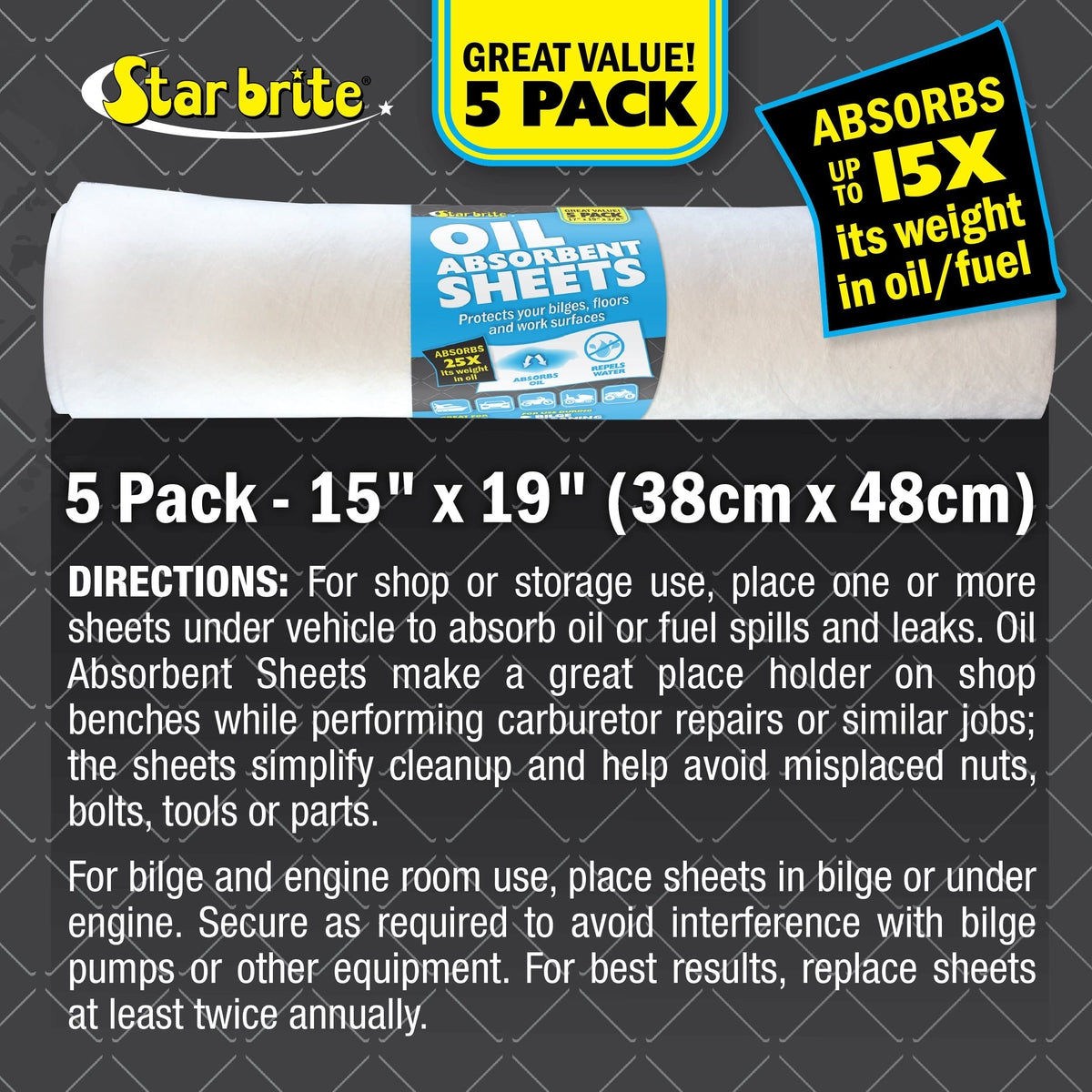 Star Brite Qualifies for Free Shipping Star Brite Bilge Oil Pads 17" x 19" Heavy Weght 5-pk #091845