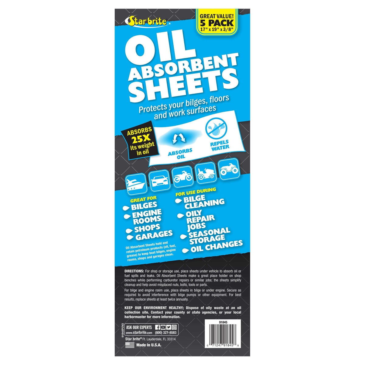 Star Brite Qualifies for Free Shipping Star Brite Bilge Oil Pads 17" x 19" Heavy Weght 5-pk #091845