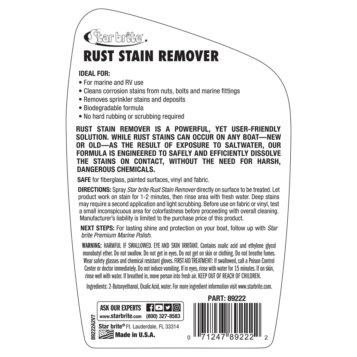 Star Brite Qualifies for Free Shipping Star Brite Rust Stain Remover 22 oz #089222P