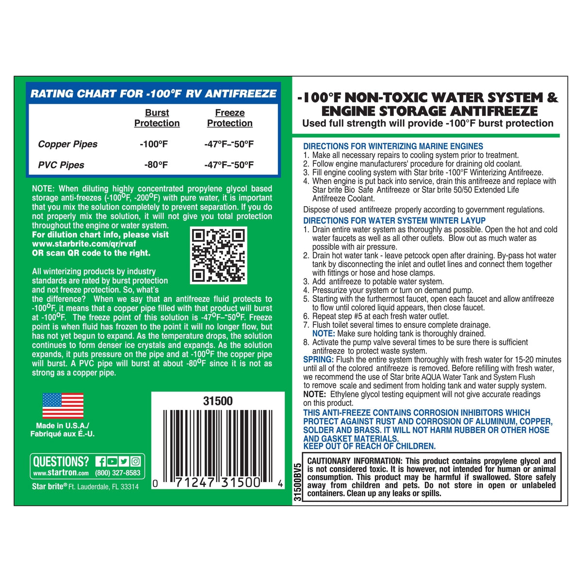 Star Brite Qualifies for Free Shipping Star Brite Star Anti-Freeze -100 Light Blue Gallon 31500