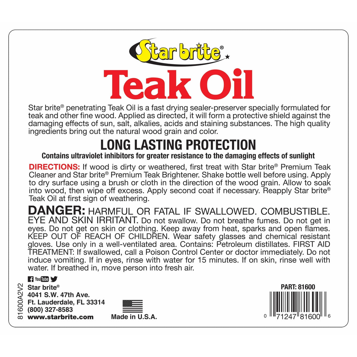 Star Brite Qualifies for Free Shipping Star Brite Teak Oil Gallon #081600