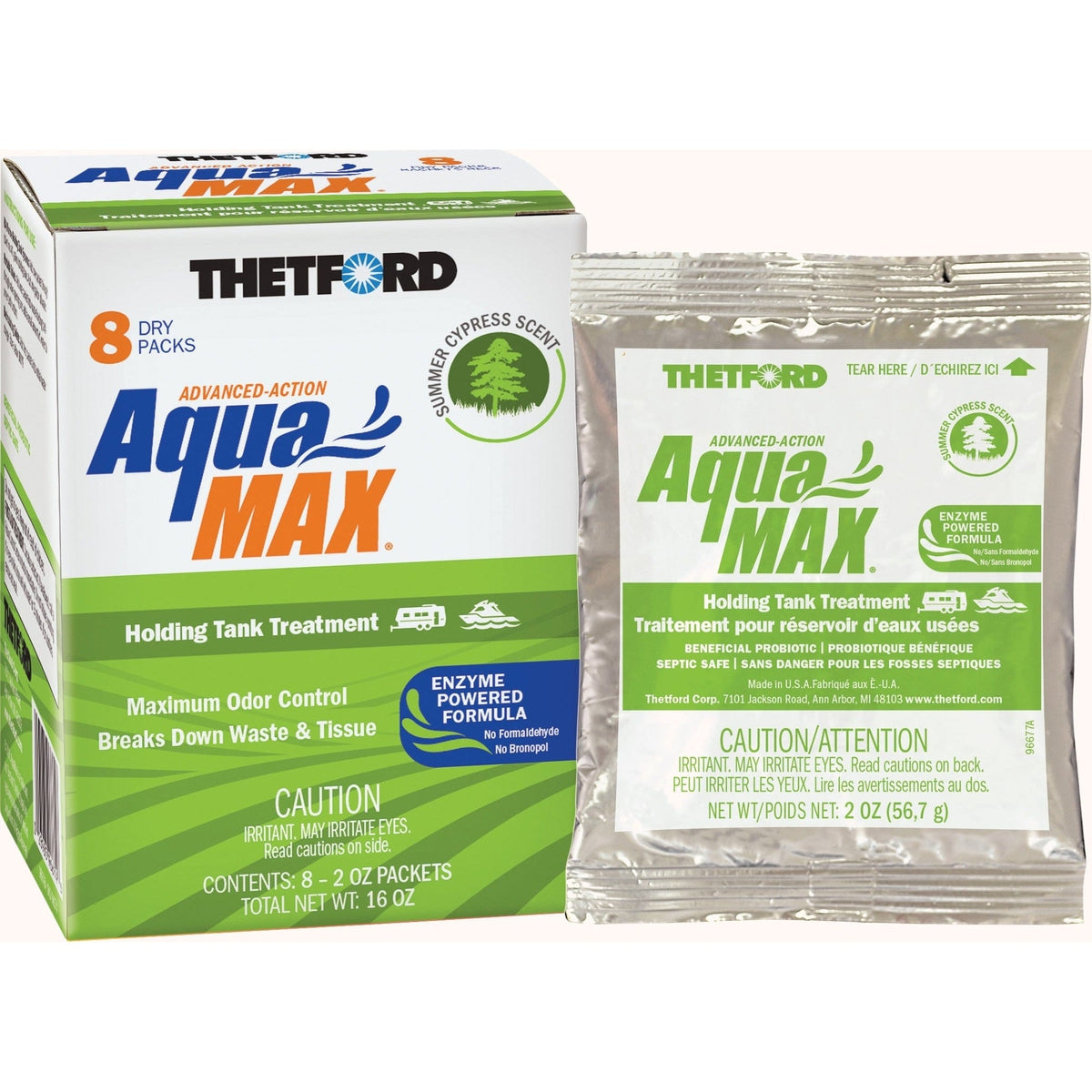 Thetford Qualifies for Free Shipping Thetford AquaMax Cypress Dri Kem 8-pk #96674
