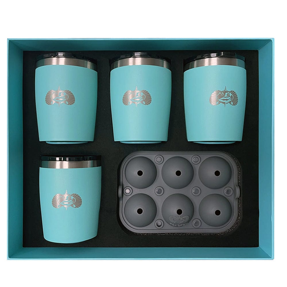Toadfish Qualifies for Free Shipping Toadfish Non-Tipping 10oz Teal Rocks Tumblers Kit with Ice Ball Tray #1121