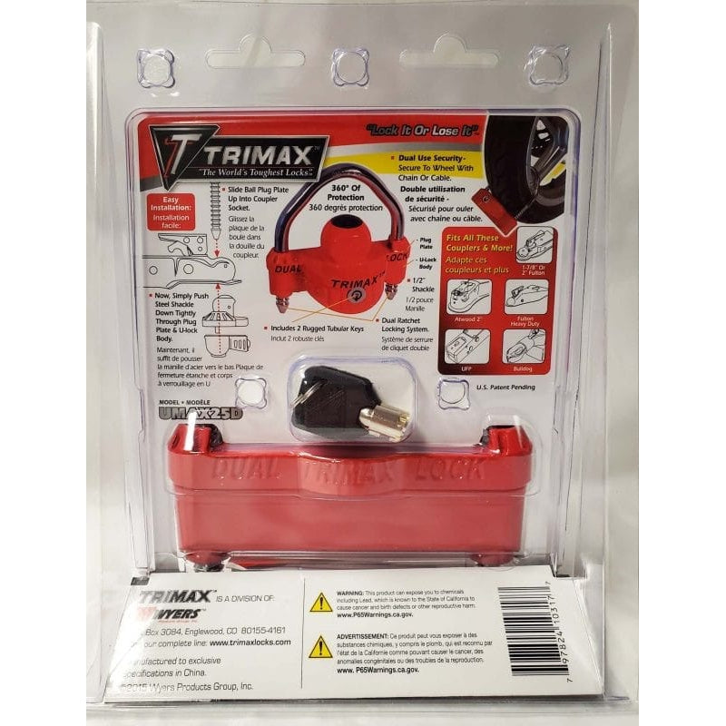 Trimax Locks Qualifies for Free Shipping Trimax Locks 1/2" Steel Shackle Dual Universal #UMAX25D