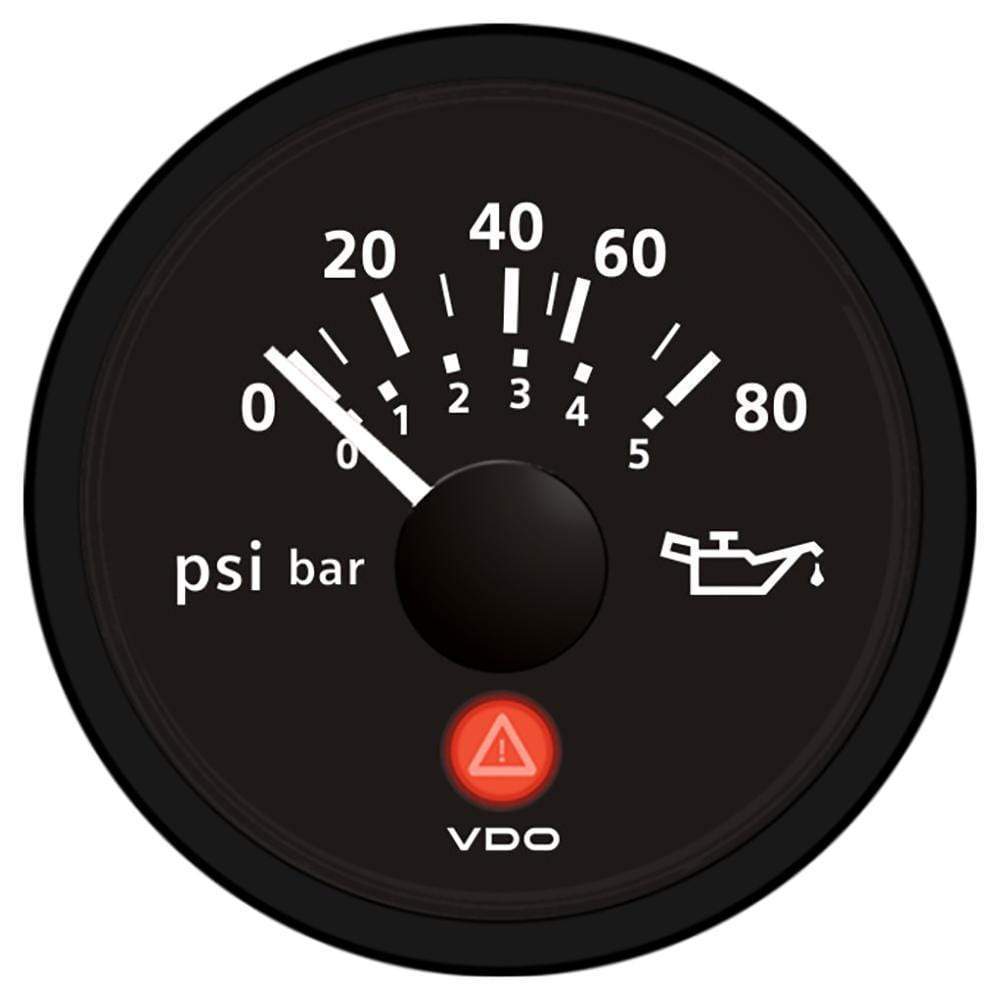 VDO Viewline Onyx 80 PSI/5 Bar Oil Pressure Gauge 12/24v #A2C53413151-S