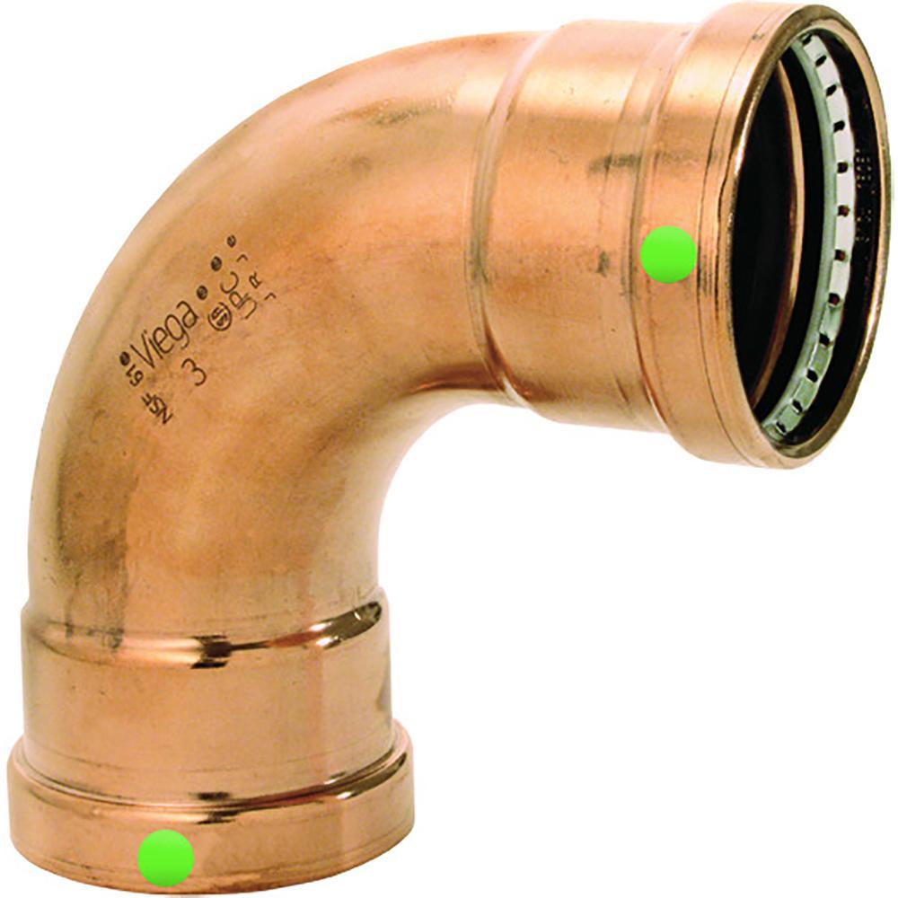 Viega ProPress XL 2-1/2" 90-Degree Copper Elbow Double #20623