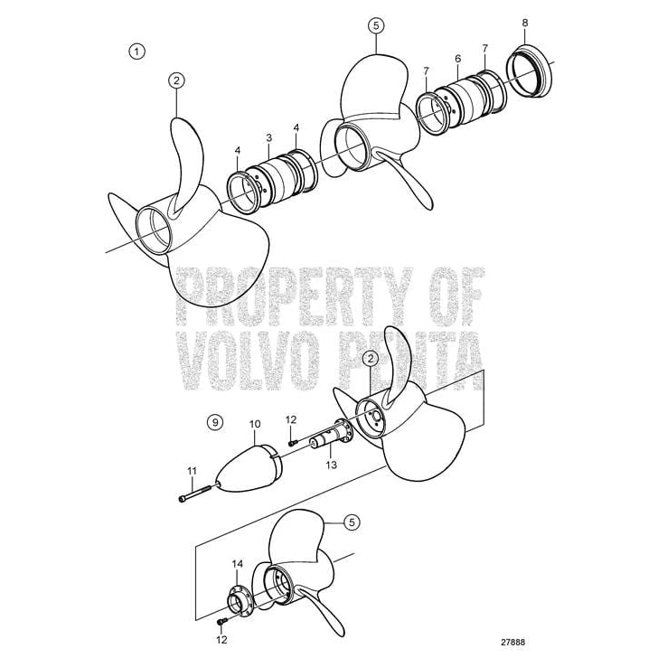 Volvo Penta Qualifies for Free Shipping Volvo Penta K6 Forward Duoprop Steel 3-Blade RH Rear Prop #22414387
