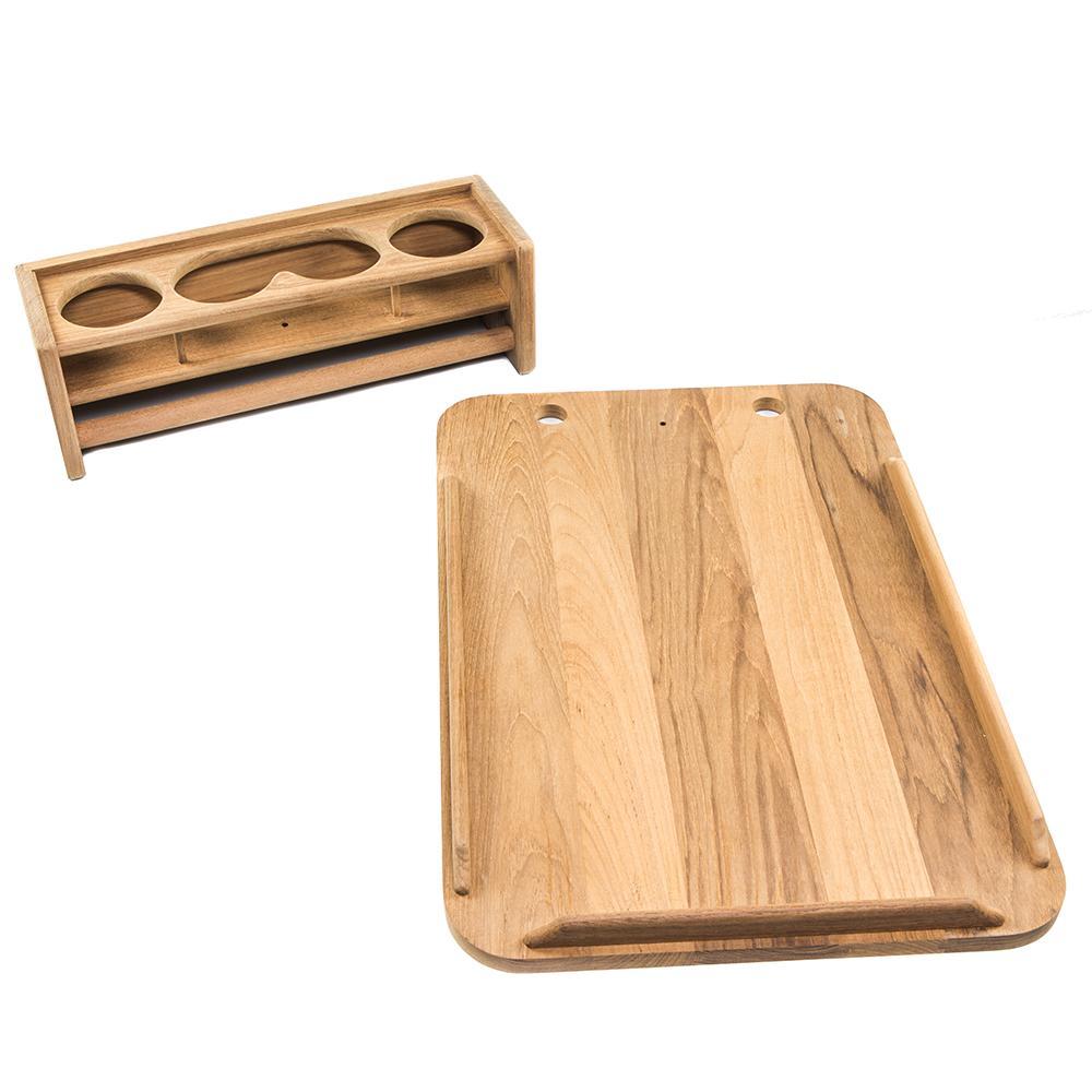 Whitecap Teak 4 Drink Holders with Removable Cockpit Table #61394