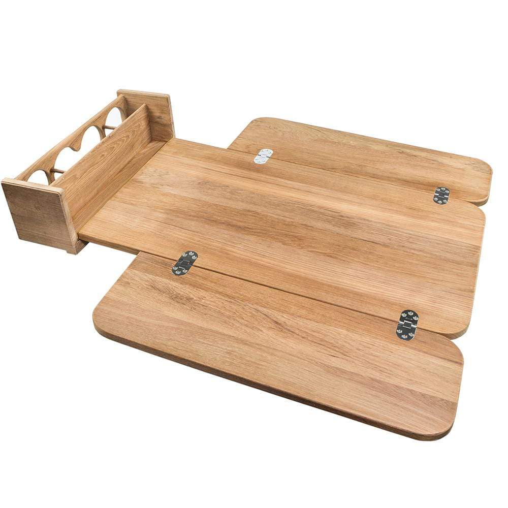 Whitecap Teak Cockpit Table with Folding Leaves/4 Cup Holders #61392