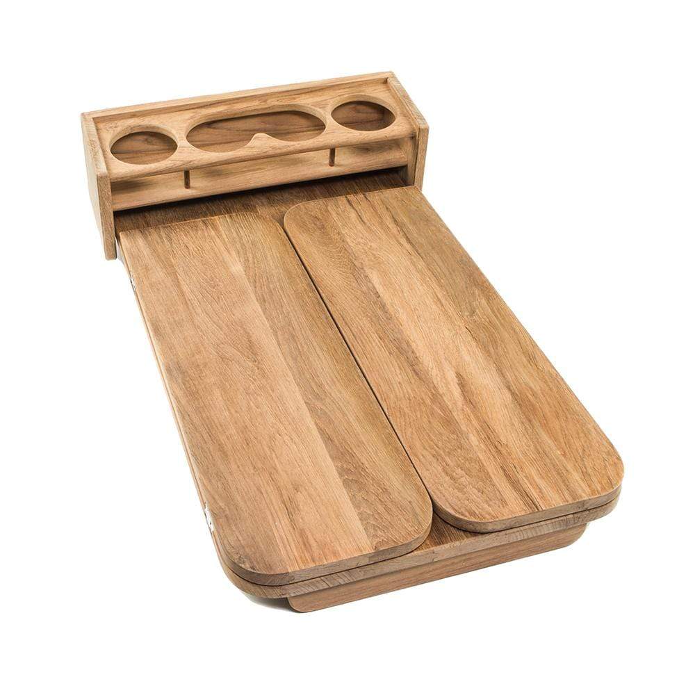 Whitecap Teak Cockpit Table with Folding Leaves/4 Cup Holders #61392