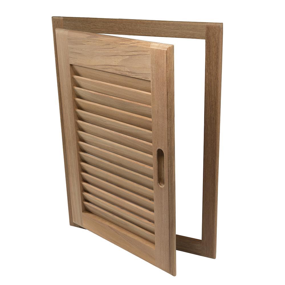 Whitecap Teak Louvered Door & Frame 15" x 20" Right Hand #60724