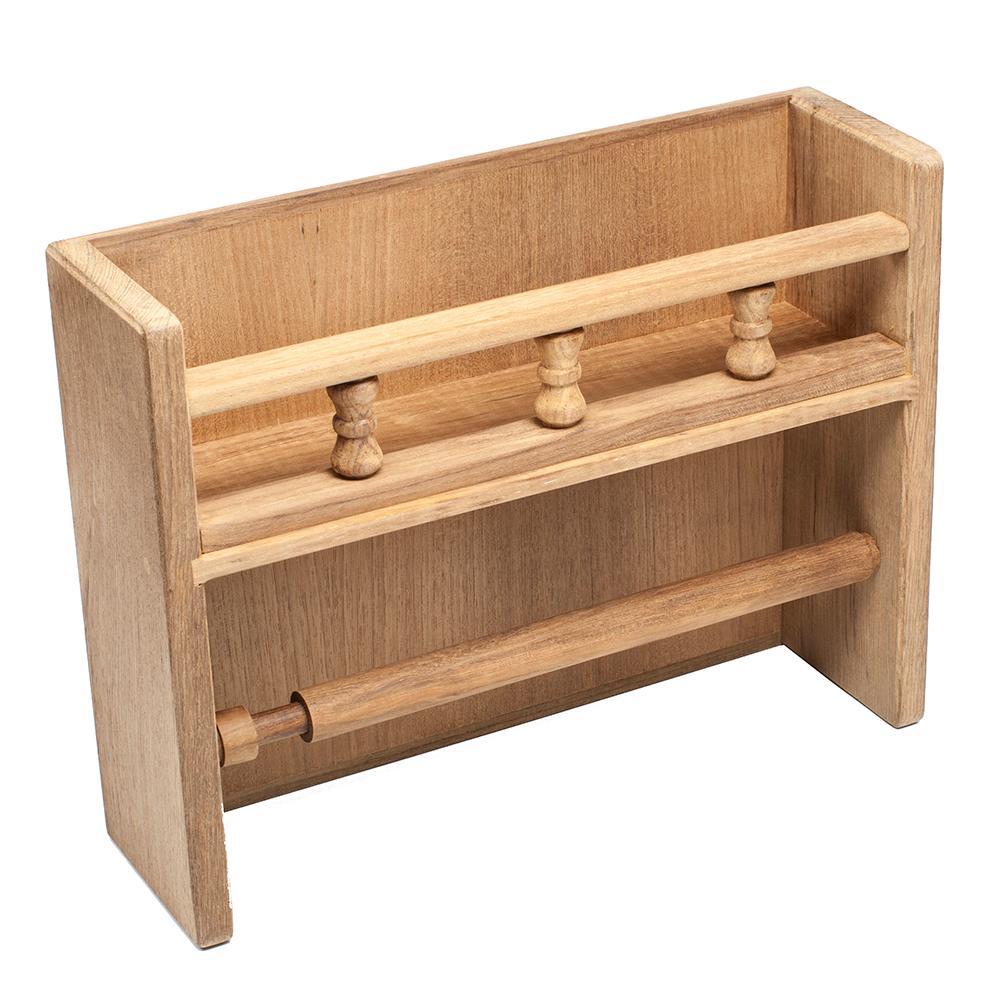 Whitecap Teak Paper Towel Rack with Spice Rack #62446