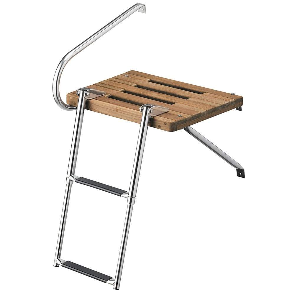 Whitecap Qualifies for Free Shipping Whitecap Teak Swim Platform with 2-Step Telescoping Ladder #68900