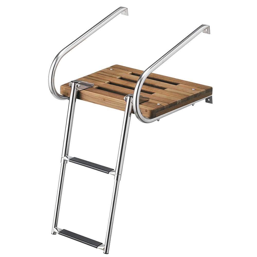 Whitecap Qualifies for Free Shipping Whitecap Teak Swim Platform with 2-Step Telescoping Ladder #68904