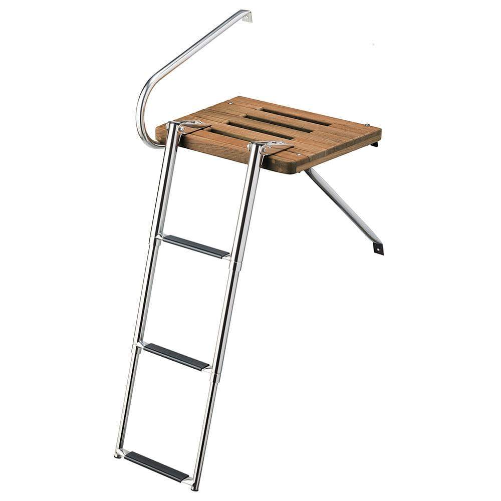 Whitecap Qualifies for Free Shipping Whitecap Teak Swim Platform with 3-Step Telescoping Ladder #68902