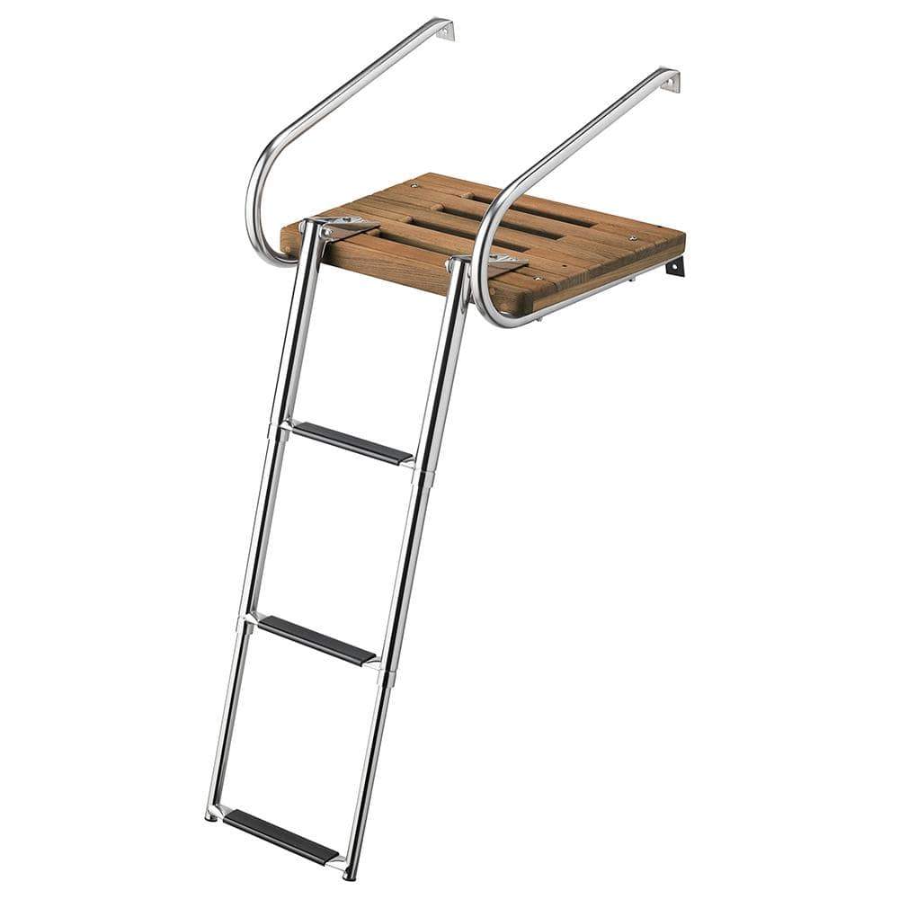 Whitecap Qualifies for Free Shipping Whitecap Teak Swim Platform with 3-Step Telescoping Ladder #68906