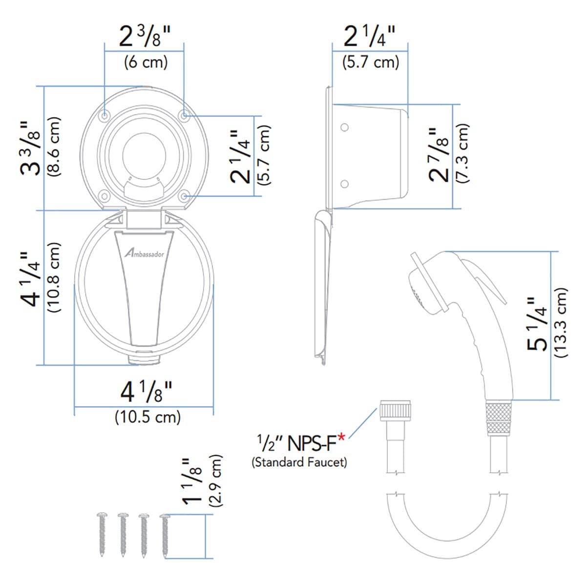 Ambassador Marine Qualifies for Free Shipping Ambassador Marine Recessed Shower Kit Plastic Lid/Cup #137-0000-WH-R