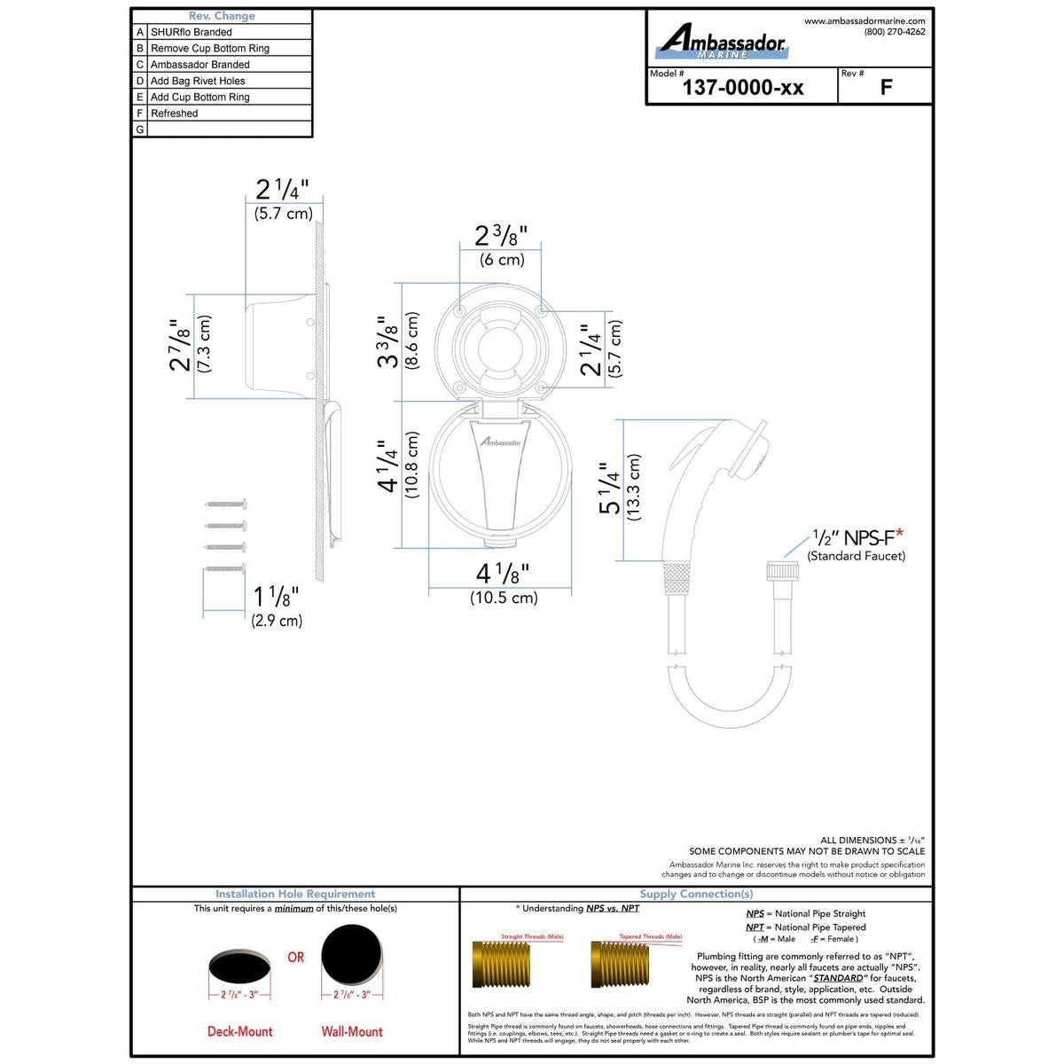Ambassador Marine Qualifies for Free Shipping Ambassador Marine Recessed Shower Kit Plastic Lid/Cup #137-0000-WH-R