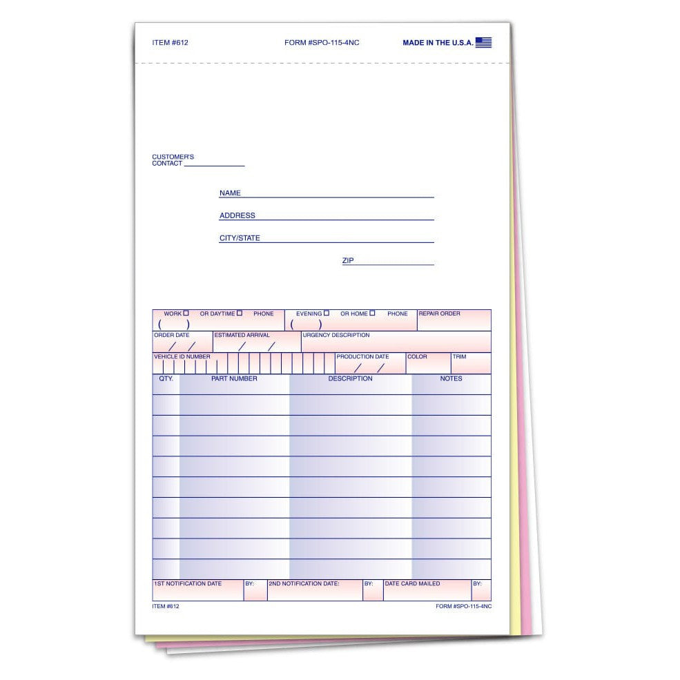 ASP Products Qualifies for Free Shipping ASP Products Special Parts Order Form #612