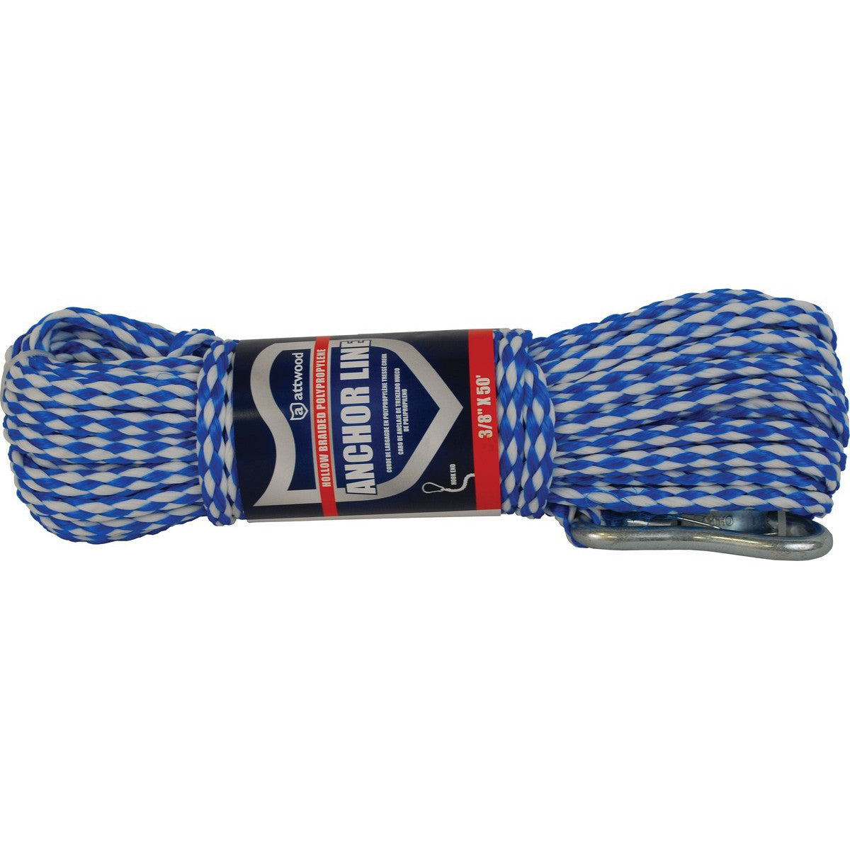 Attwood Marine Qualifies for Free Shipping Attwood 3/8 x 50' Anchor Line with Hook Blue/White color #11725-2