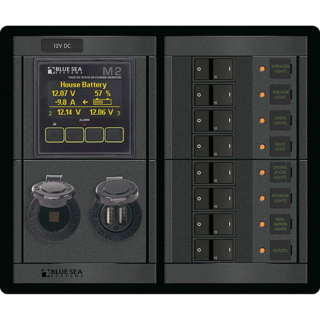 Blue Sea System Qualifies for Free Shipping Blue Sea 360 Panel 12v 8-Position M2 Socket Dual USB #1497