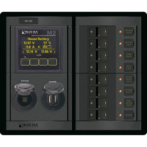 Blue Sea System Qualifies for Free Shipping Blue Sea 360 Panel 12v 8-Position M2 Socket Dual USB #1497