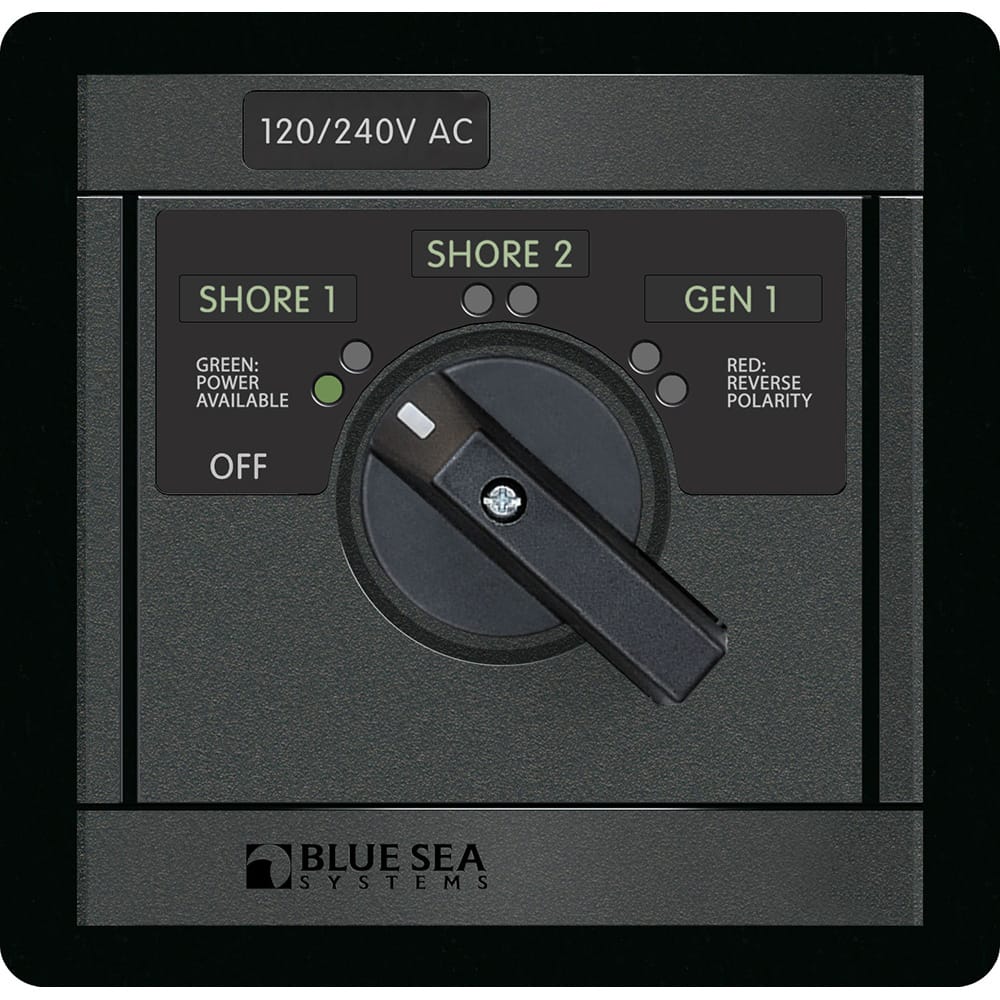 Blue Sea System Not Qualified for Free Shipping Blue Sea System-360 Panel 120/240v AC Rotary 65a Off Plus 3 Sources #1488