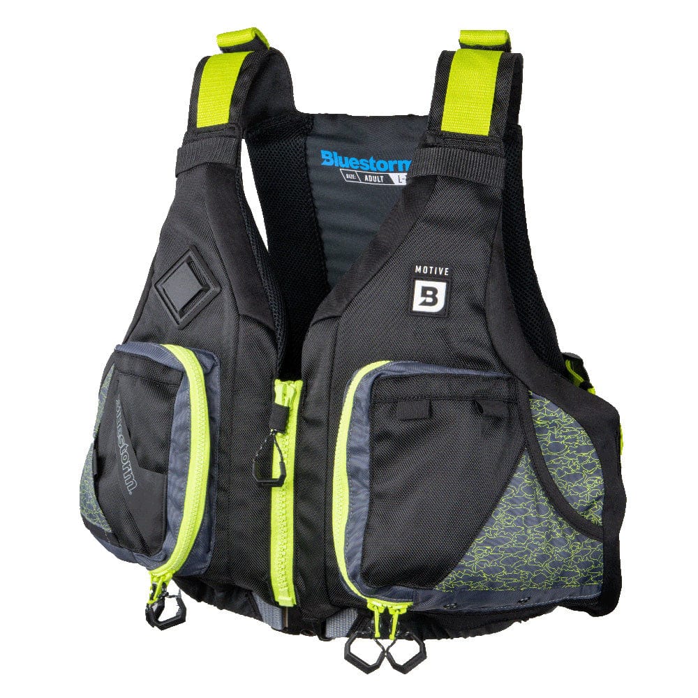 Bluestorm Qualifies for Free Shipping Bluestorm Motive Kayak Fishing Vest Hi-Vis L/XL #BS-248-HVS-L/XL