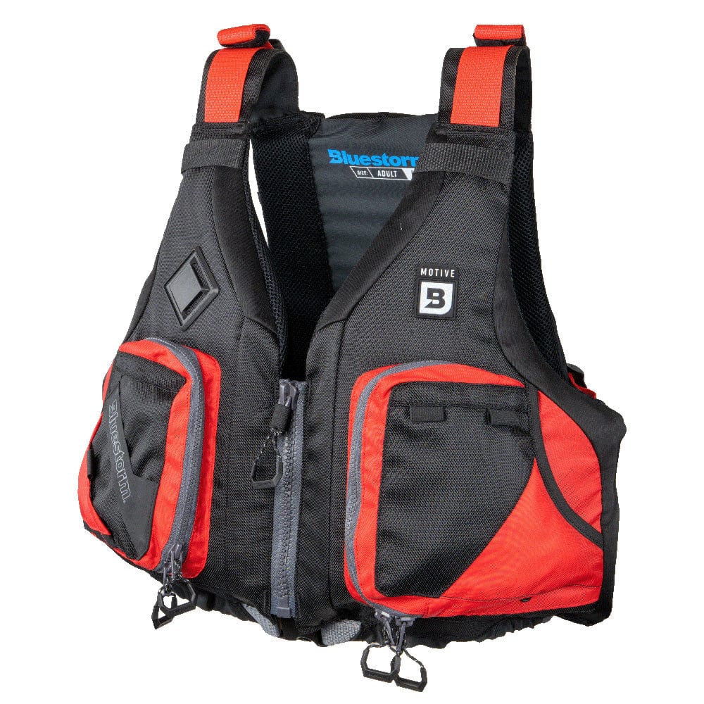 Bluestorm Qualifies for Free Shipping Bluestorm Motive Kayak Fishing Vest Nitro Red S/M #BS-248-RDD-S/M
