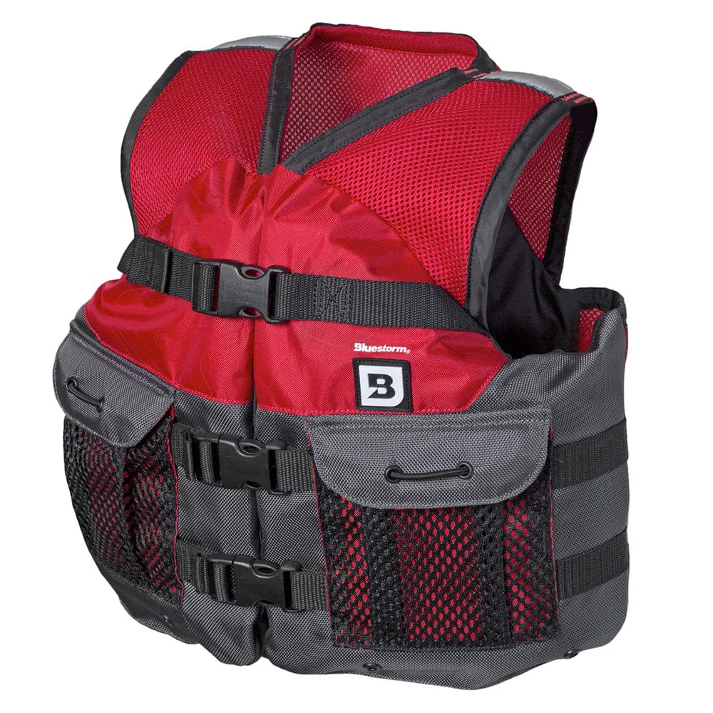 Bluestorm Qualifies for Free Shipping Bluestorm Sportsman Youth Mesh Fishing Life Jacket Nitro #BS-105-RED-Y