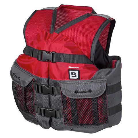 Bluestorm Qualifies for Free Shipping Bluestorm Sportsman Youth Mesh Fishing Life Jacket Nitro #BS-105-RED-Y