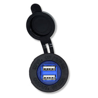Bluewater Not Qualified for Free Shipping Bluewater Dual USB 4.8a Round Charger Blue LED #3000-1032