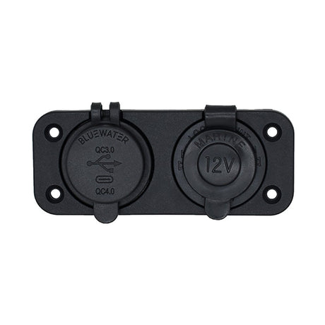 Bluewater Qualifies for Free Shipping Bluewater Dual USB/USB-C 12v Combo Receptacle with Plate #3000-4011