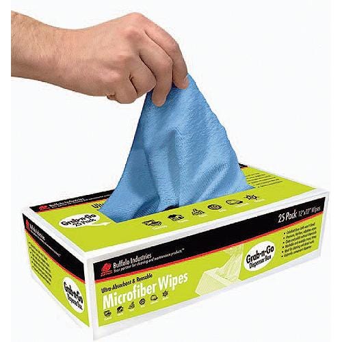 Buffalo Qualifies for Free Shipping Buffalo Grab-N-Go Microfiber Wipes Blue 25-pk Dispenser Box #65102