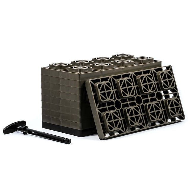 Camco Qualifies for Free Shipping Camco FasTen Leveling Blocks with T-Handle 4 x 2 Brown 10-pk #44525