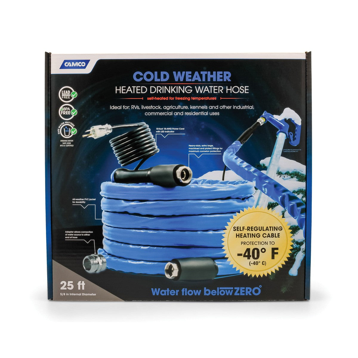 Camco Qualifies for Free Shipping Camco Heated Drinking Water Hose -40-Degree F 5/8" ID x 25' L #22922
