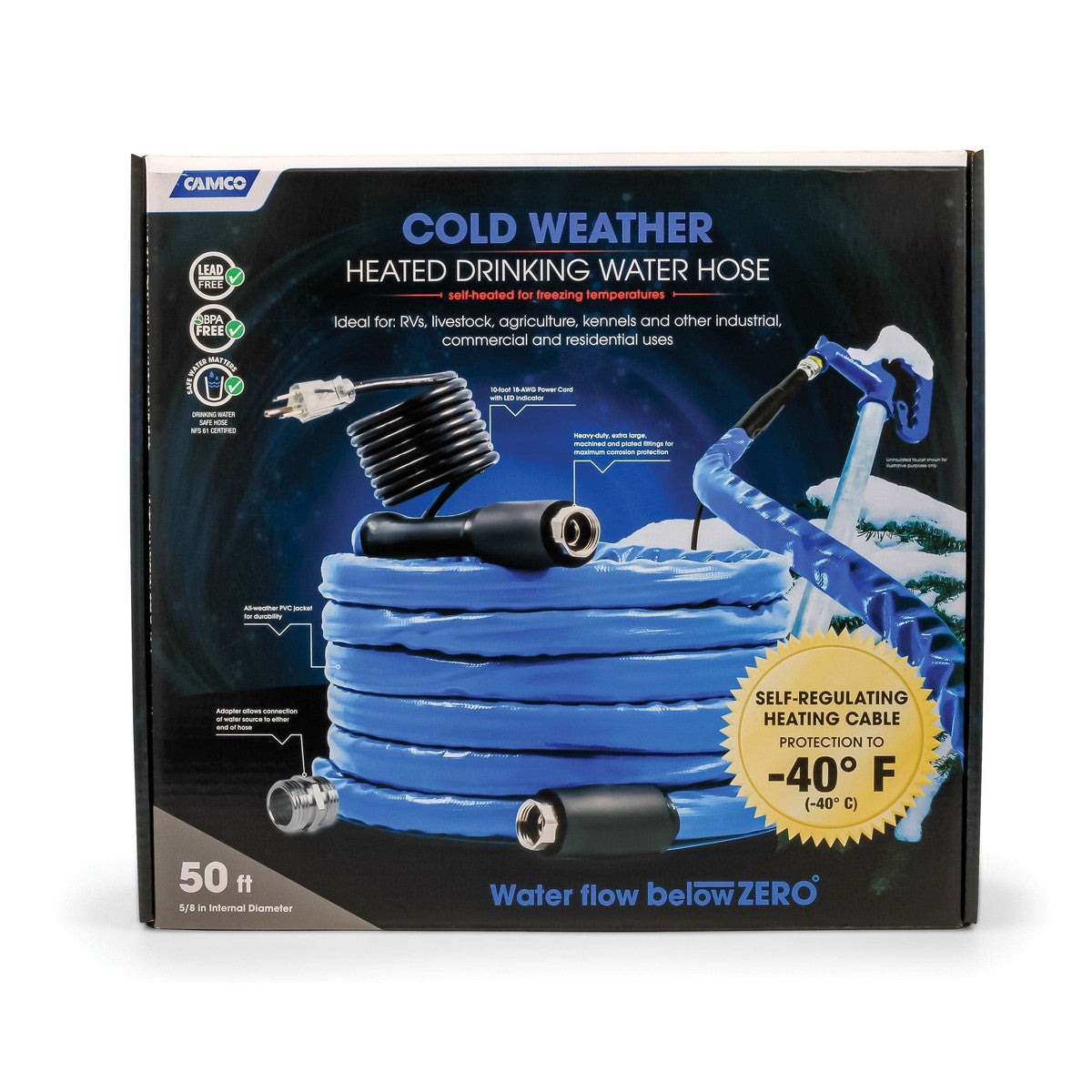 Camco Qualifies for Free Shipping Camco Heated Drinking Water Hose -40-Degree F 5/8" ID x 50' L #22924