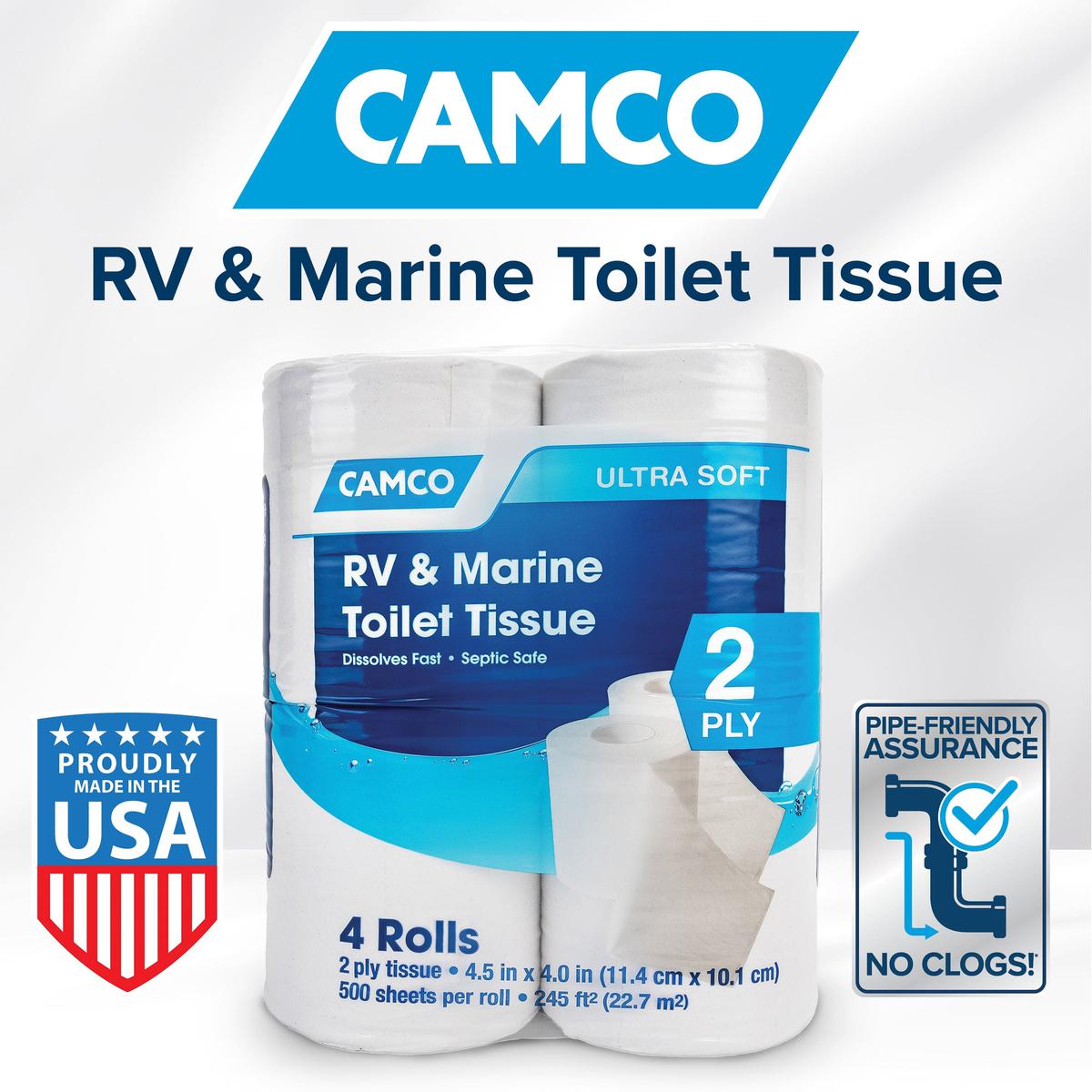 Camco Qualifies for Free Shipping Camco TST 2-Ply Toilet Tissue 4 Rolls #40278