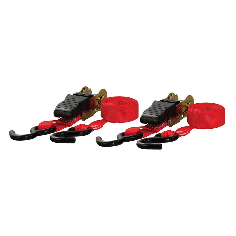 CURT Qualifies for Free Shipping CURT 10' Red Cargo Straps with S-Hooks 500 lb 2-pk #83001