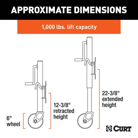 CURT Qualifies for Free Shipping CURT 1000 lb Jack 6" Wheels Bulk #25004