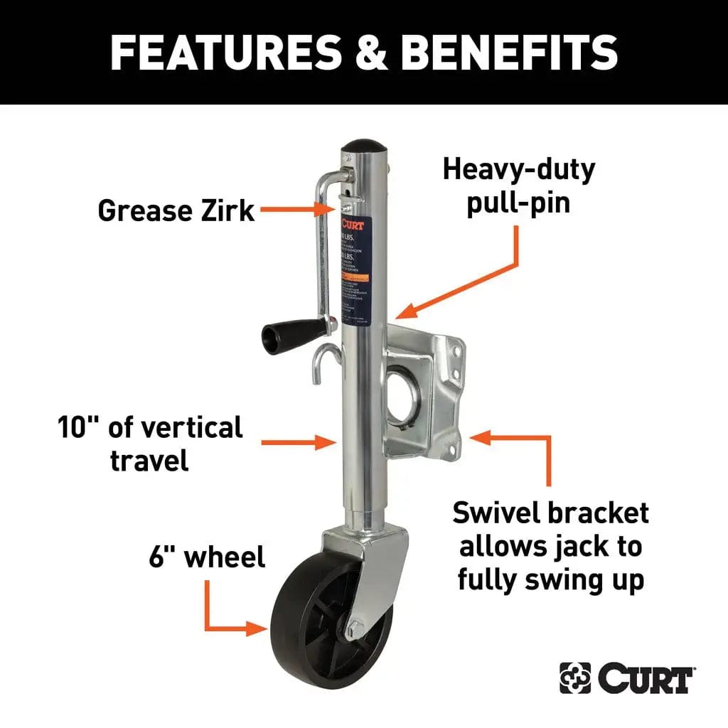 CURT Qualifies for Free Shipping CURT 1000 lb Jack 6" Wheels Bulk #25004