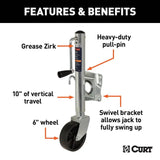 CURT Qualifies for Free Shipping CURT 1000 lb Jack 6" Wheels Bulk #25004