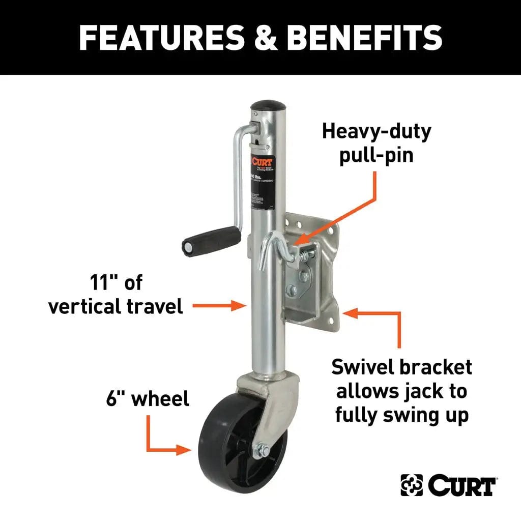 CURT Qualifies for Free Shipping CURT 1200 lb Jack 6" Wheels Bulk #28112