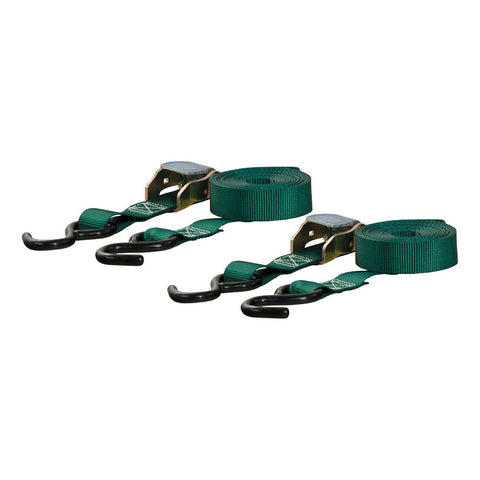 CURT Qualifies for Free Shipping CURT 15' Dark Green Cargo Straps with S-Hooks 300 lb #83015