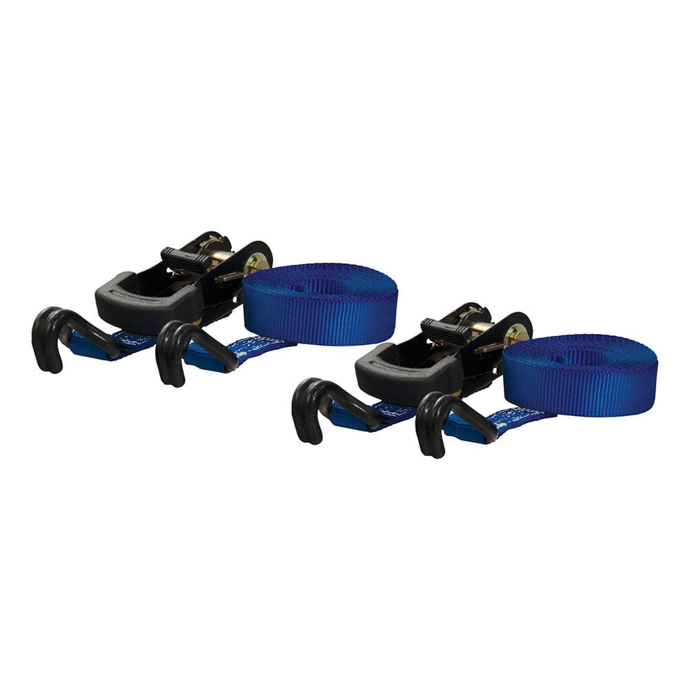 CURT Qualifies for Free Shipping CURT 16' Blue Cargo Straps with J-Hooks 733 lb 2-pk #83020
