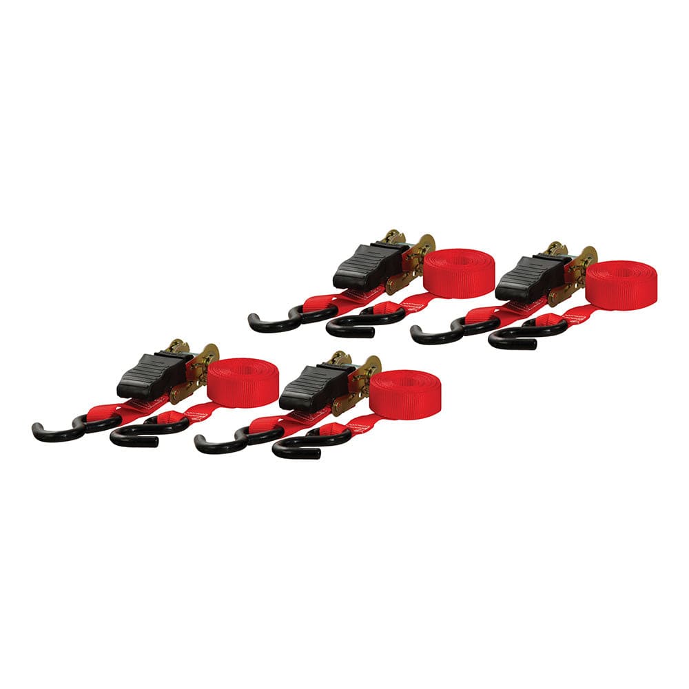 CURT Qualifies for Free Shipping CURT 16' Red Cargo Straps with S-Hooks 500 lb 4-pk #83002