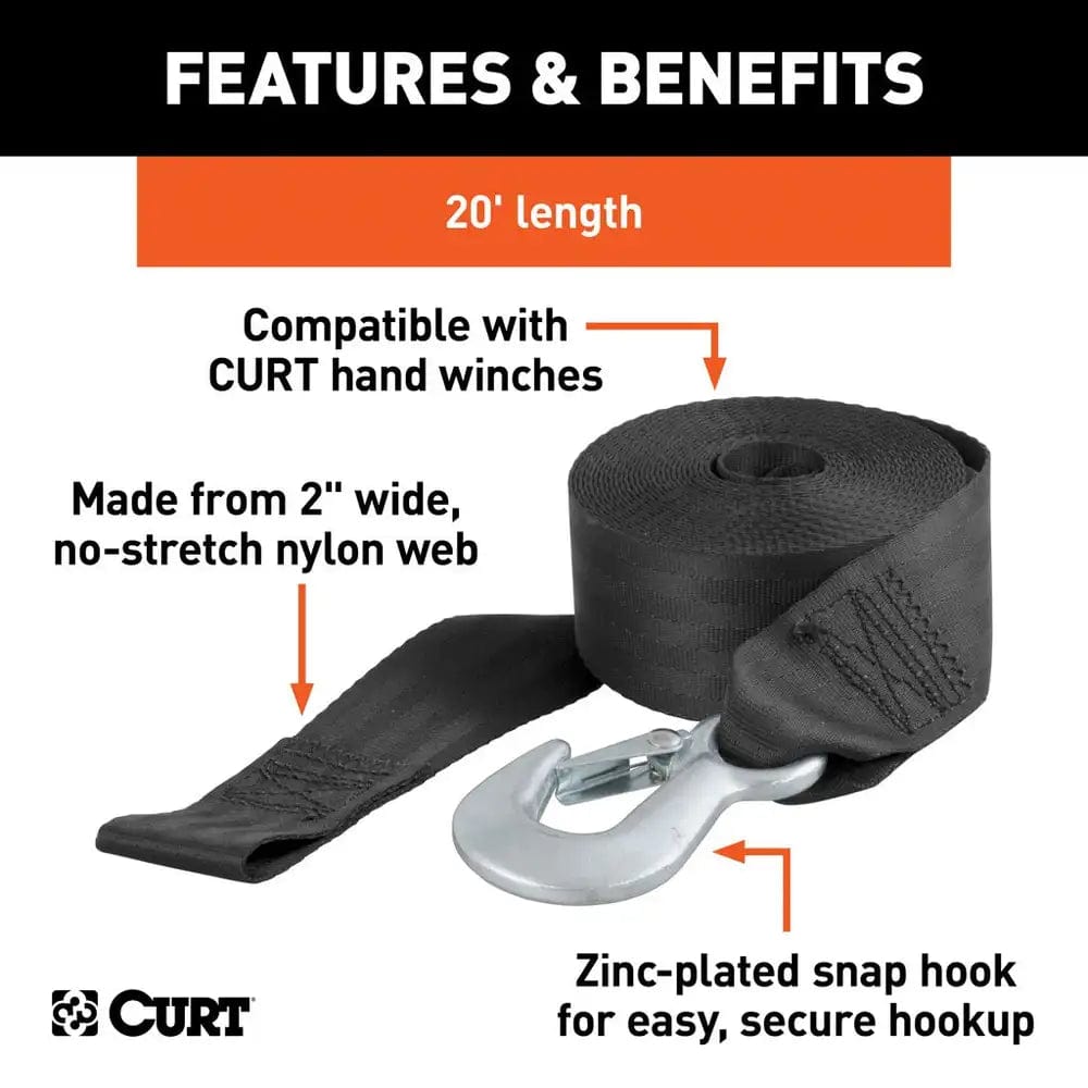 CURT Qualifies for Free Shipping CURT 2" 20' Nylon Winch Strap #29007