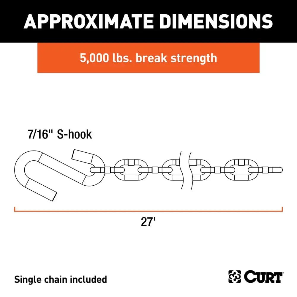 CURT Qualifies for Free Shipping CURT 27" Safety Chain with S-Hook #80040