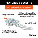 CURT Qualifies for Free Shipping CURT 27" Single Chain 1-3/8" S-Hook 2000 lb Bulk #80020