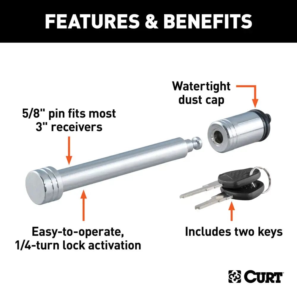 CURT Qualifies for Free Shipping CURT 3" Hitch Lock 3000 lb #23025